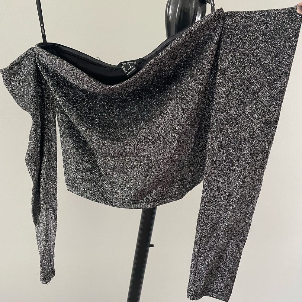 Forever 21 Shimmering Silver Crop Top